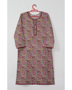 Bana Dora Dull Brown Floral Stitched 2-Piece All-Over Printed Lawn Suit