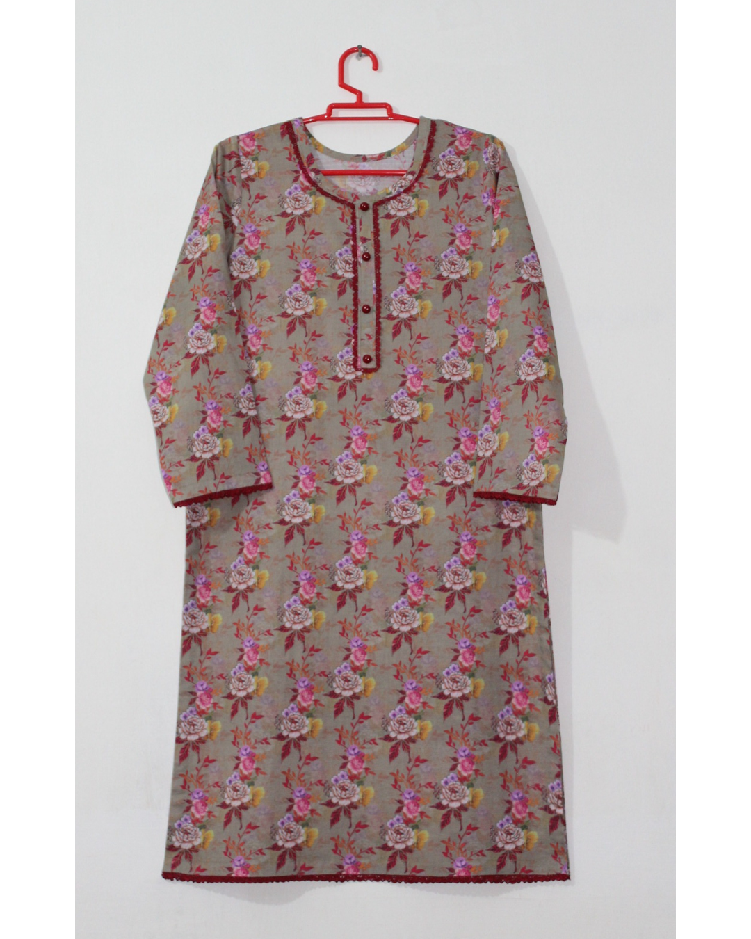 Bana Dora Dull Brown Floral Stitched 2-Piece All-Over Printed Lawn Suit