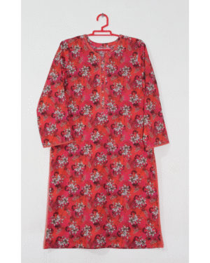 Bana Dora Hot Orange Stitched 2-Piece All-Over Printed Lawn Suit