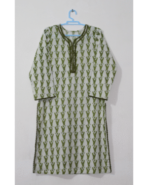 Bana Dora Olive Green Botanical Stitched 2-Piece All-Over Printed Lawn Suit