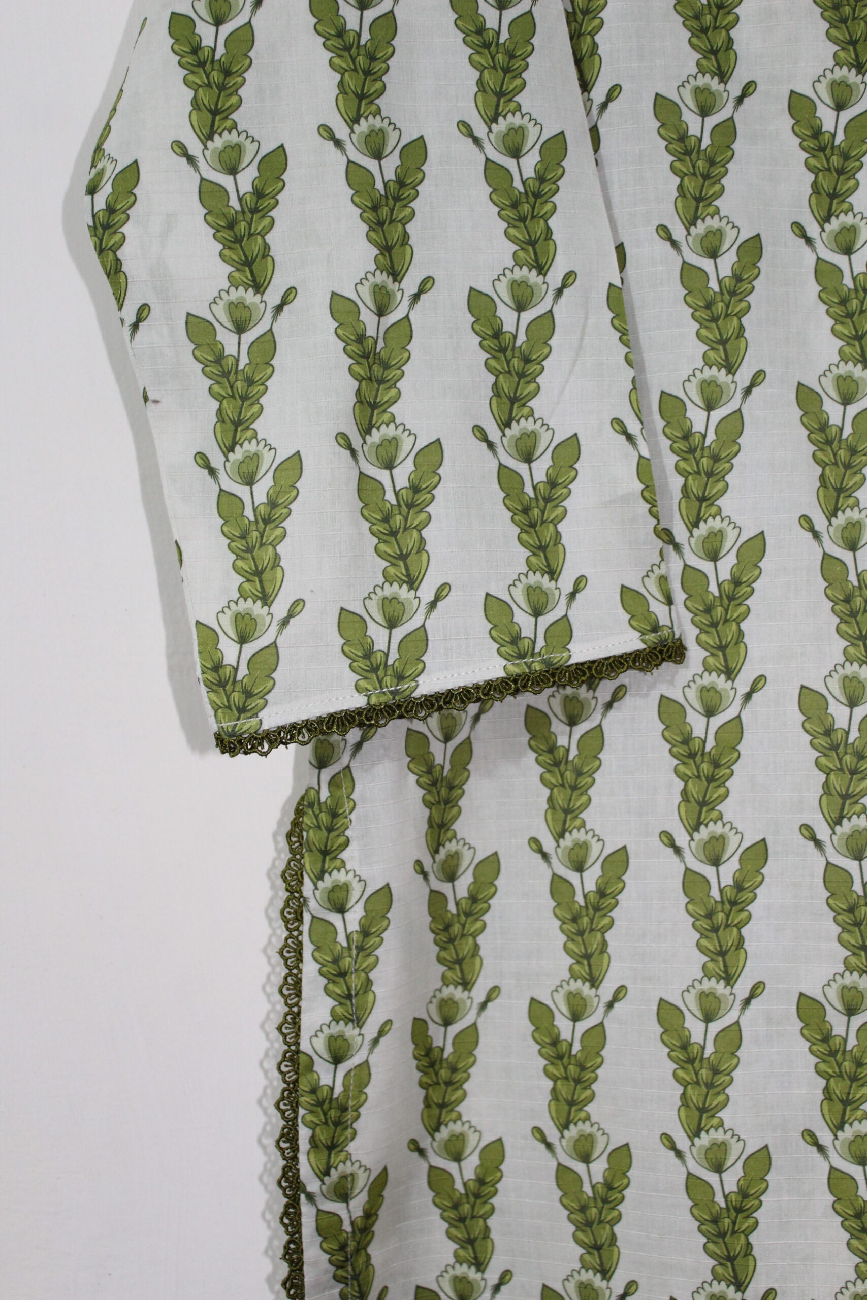 Bana Dora Olive Green Botanical Stitched 2-Piece All-Over Printed Lawn Suit - Image 2