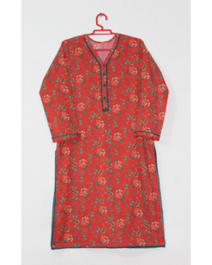 Bana Dora Coral Red Floral Stitched 2-Piece All-Over Printed Lawn Suit