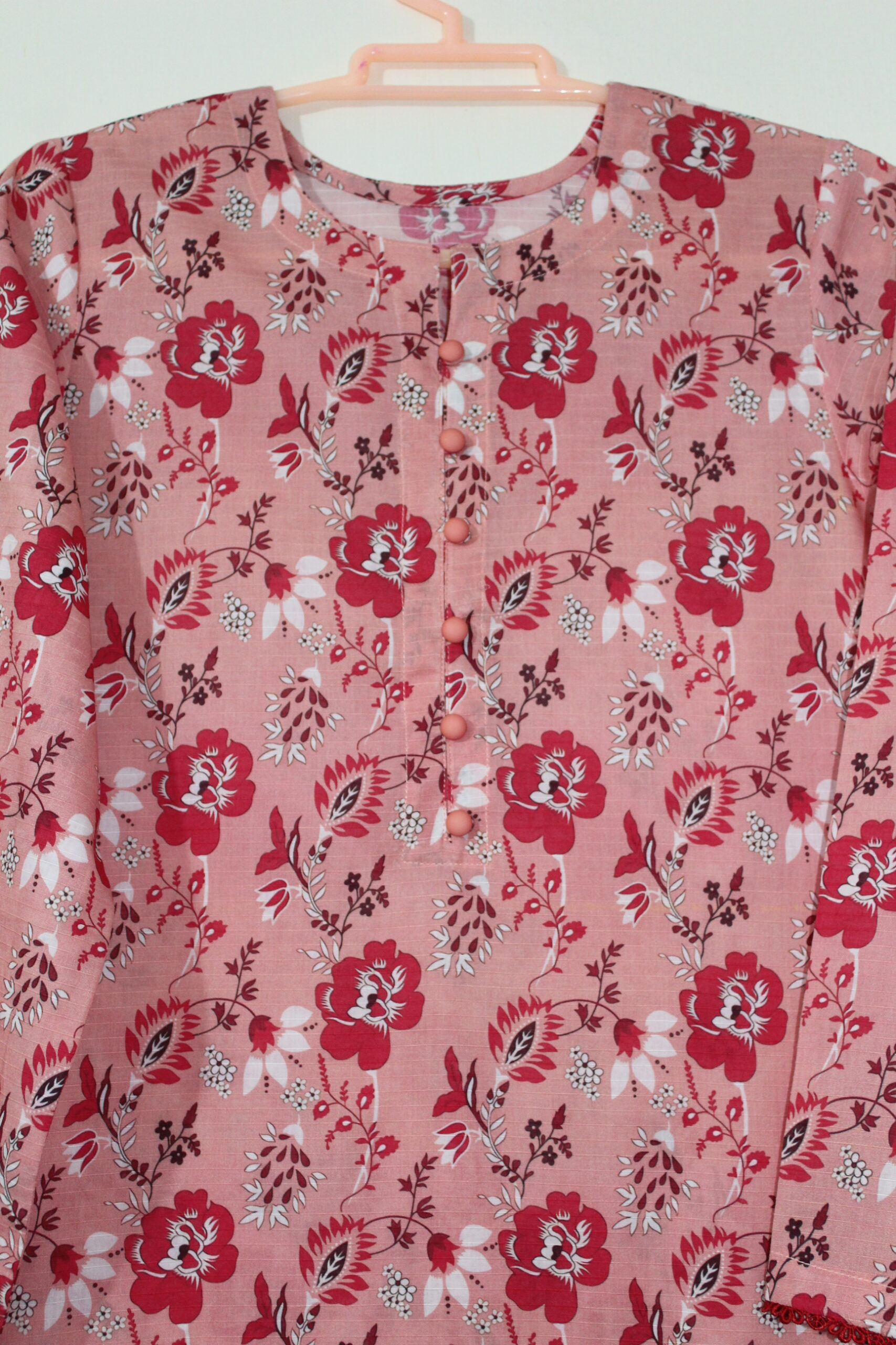 Bana Dora Dusky Rose & Red Floral Stitched 2-Piece All-Over Printed Lawn Suit - Image 3