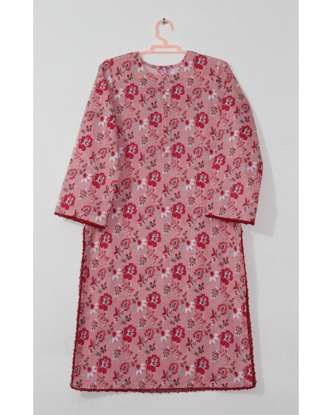 Bana Dora Dusky Rose & Red Floral Stitched 2-Piece All-Over Printed Lawn Suit