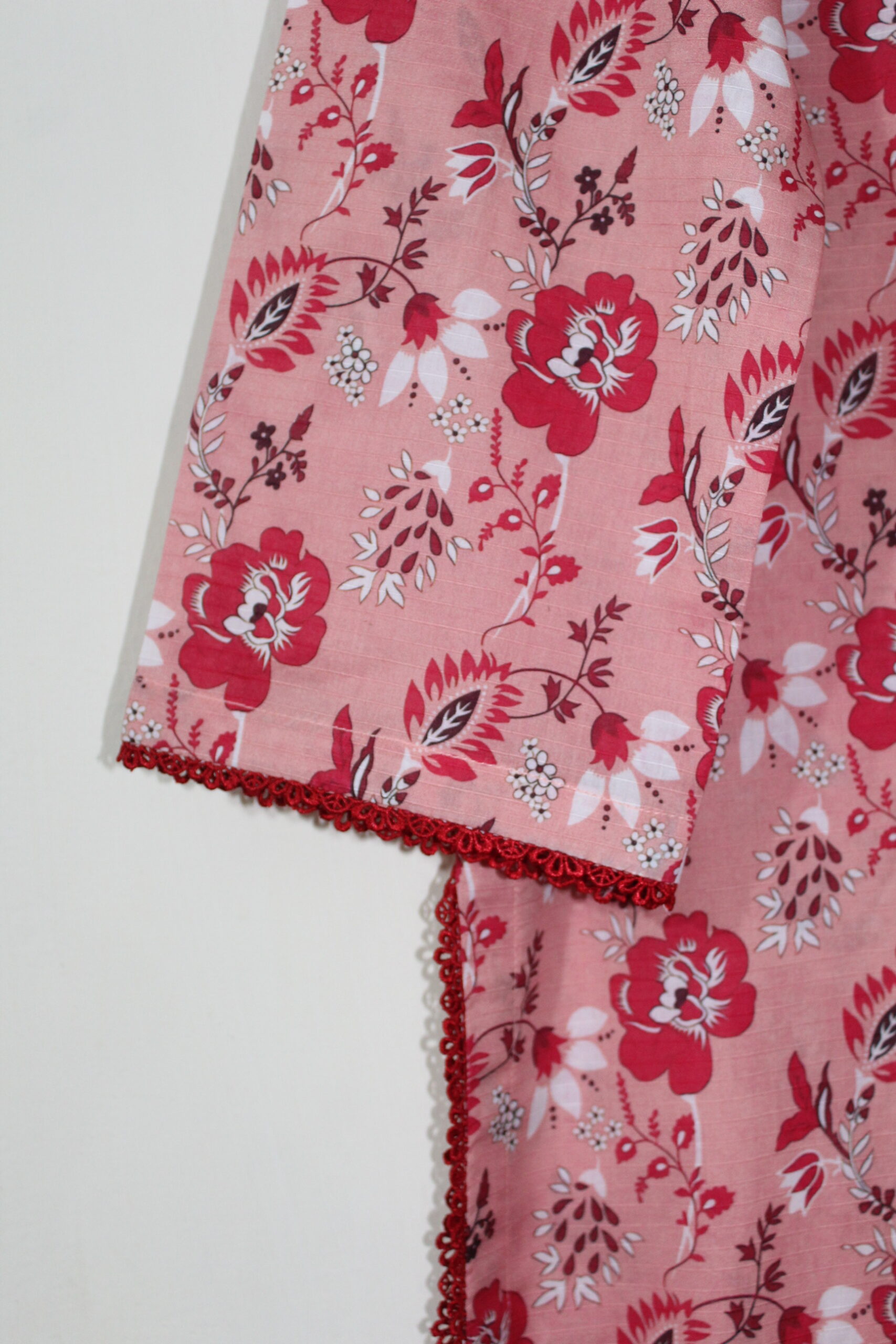 Bana Dora Dusky Rose & Red Floral Stitched 2-Piece All-Over Printed Lawn Suit - Image 2