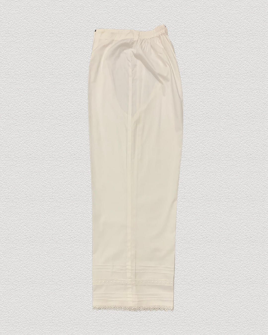 Lilac Stitched Solid Lawn Dress with Off-White Pant Trouser (2-Piece) - Image 2