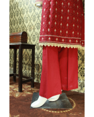Maroon Embroidered Lawn 2-Piece Stitched Suit with Pant Trouser