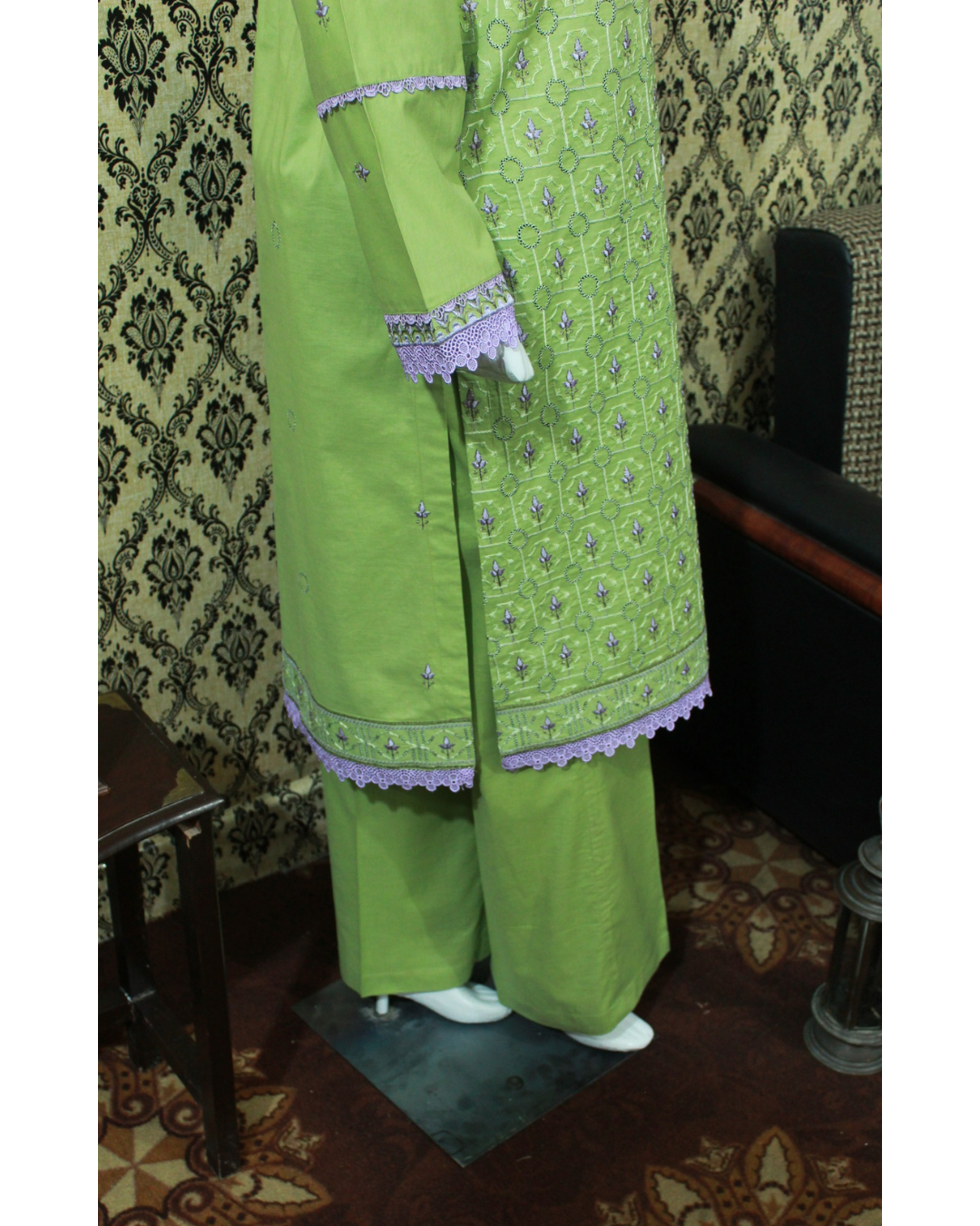 Pastel Green Embroidered Lawn 2-Piece Stitched Suit with Pant Trouser - Image 5