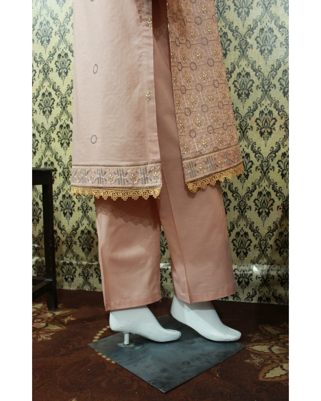 Pastel Peach Embroidered Lawn 2-Piece Stitched Suit with Pant Trouser - Image 5
