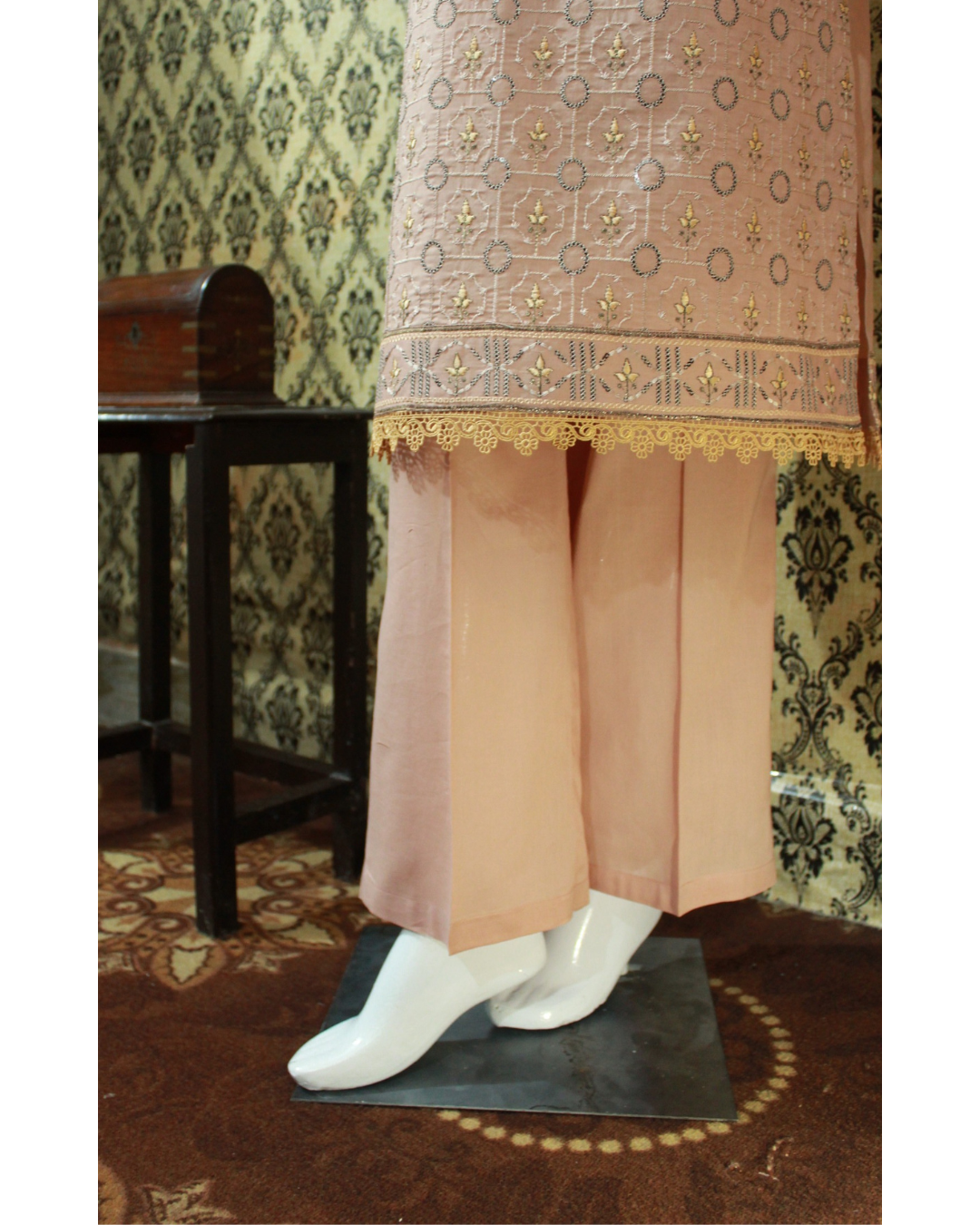 Pastel Peach Embroidered Lawn 2-Piece Stitched Suit with Pant Trouser - Image 2