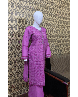 Rich Lilac Embroidered Lawn 2-Piece Stitched Suit with Pant Trouser