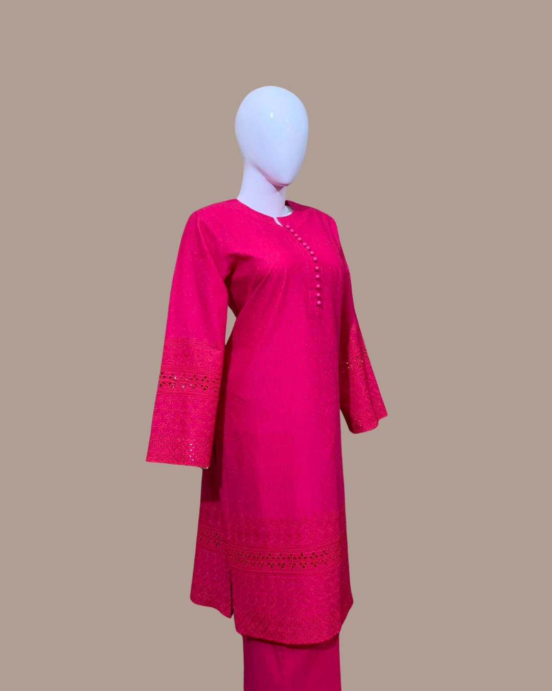 shocking pink 2pc chikankari shirt