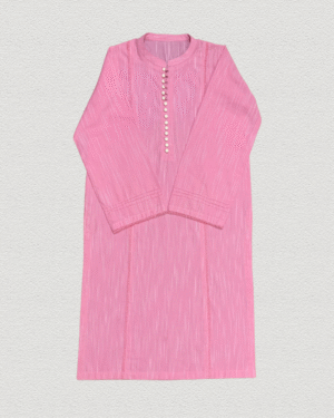 Chic Pink Striped 2-Piece Stitched Lawn Dress with White Pant Trouser shirt