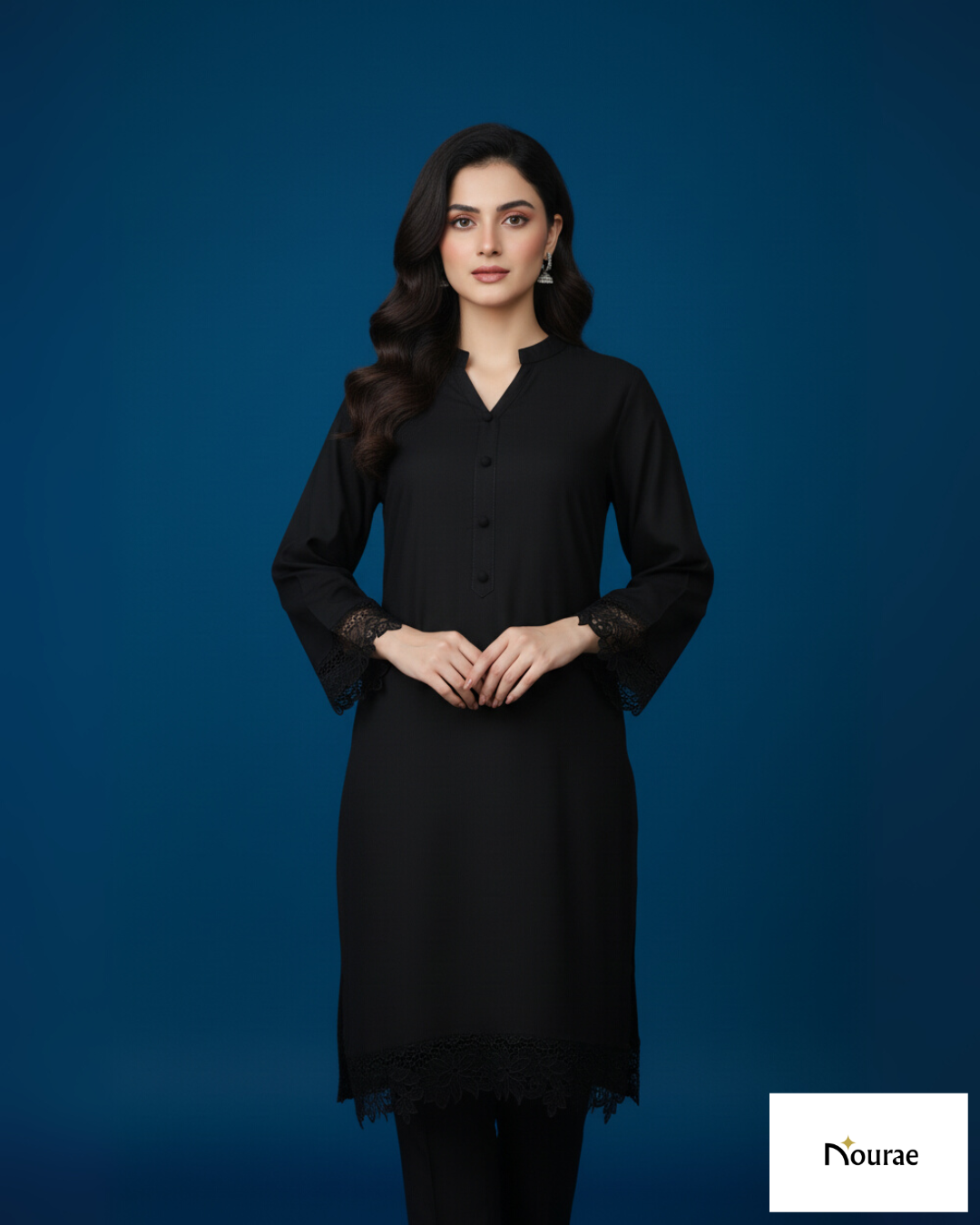 Black Cotton Silk 2-Piece Set - Image 2