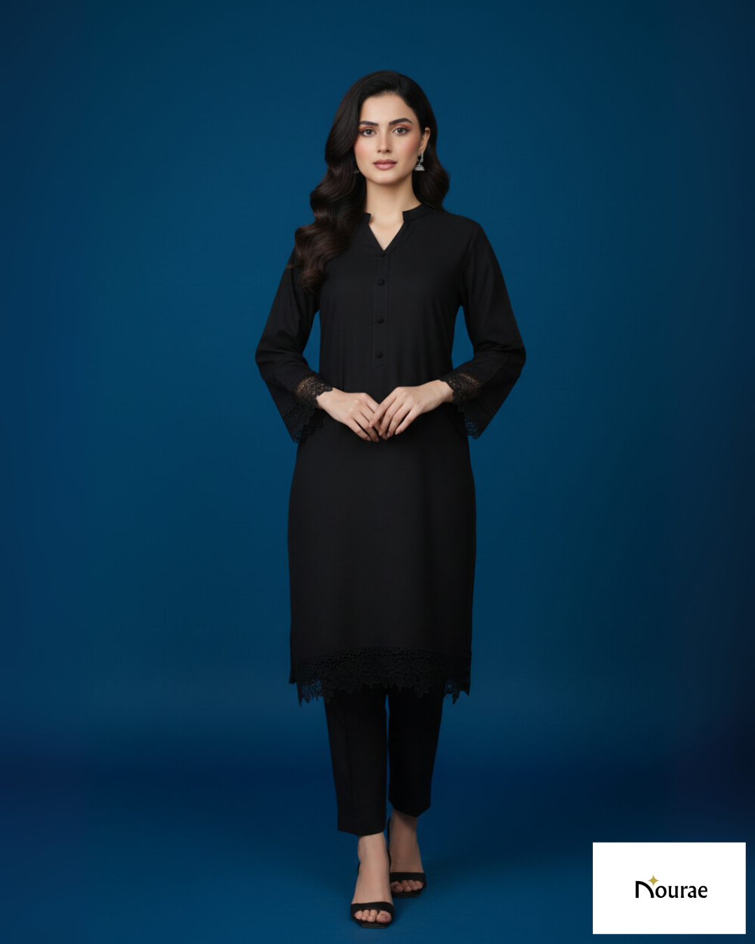 Black Cotton Silk 2-Piece Set