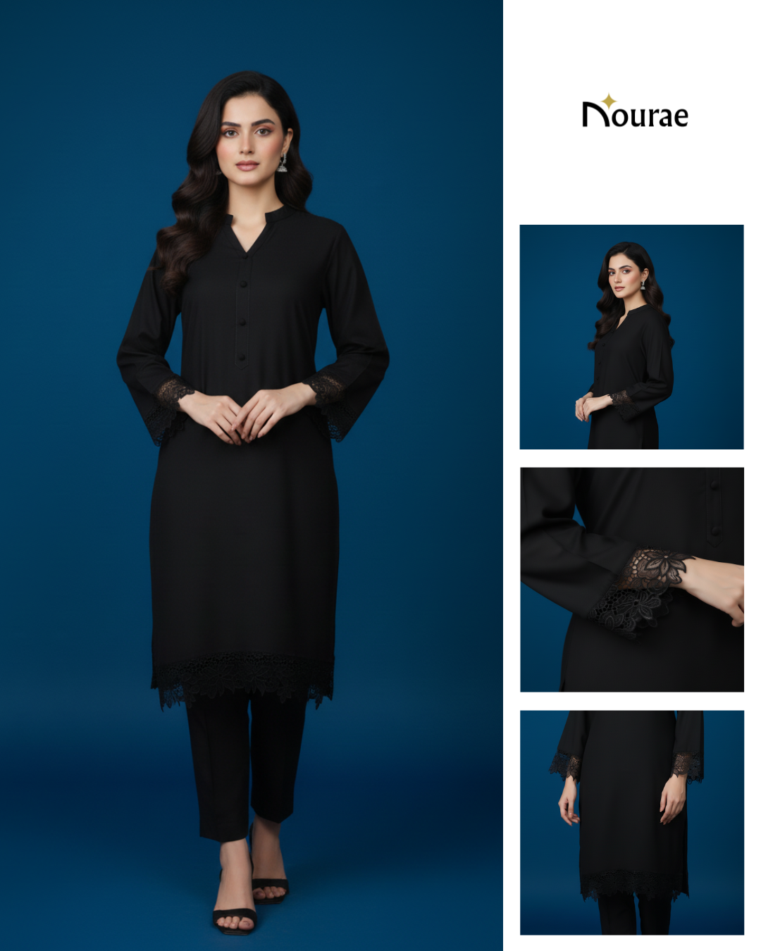 Black Cotton Silk 2-Piece Set - Image 6
