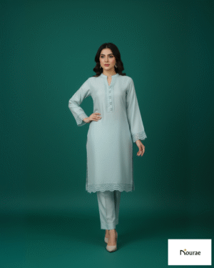 Light Blue Cotton Silk 2-Piece Set