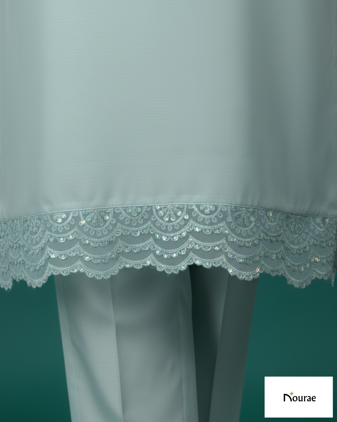 Light Blue Cotton Silk 2-Piece Set - Image 3