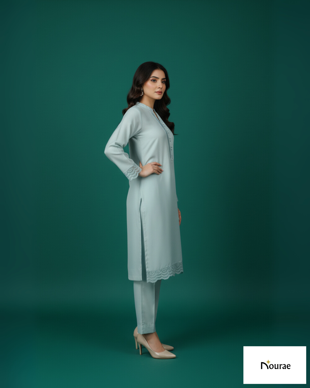 Light Blue Cotton Silk 2-Piece Set - Image 4