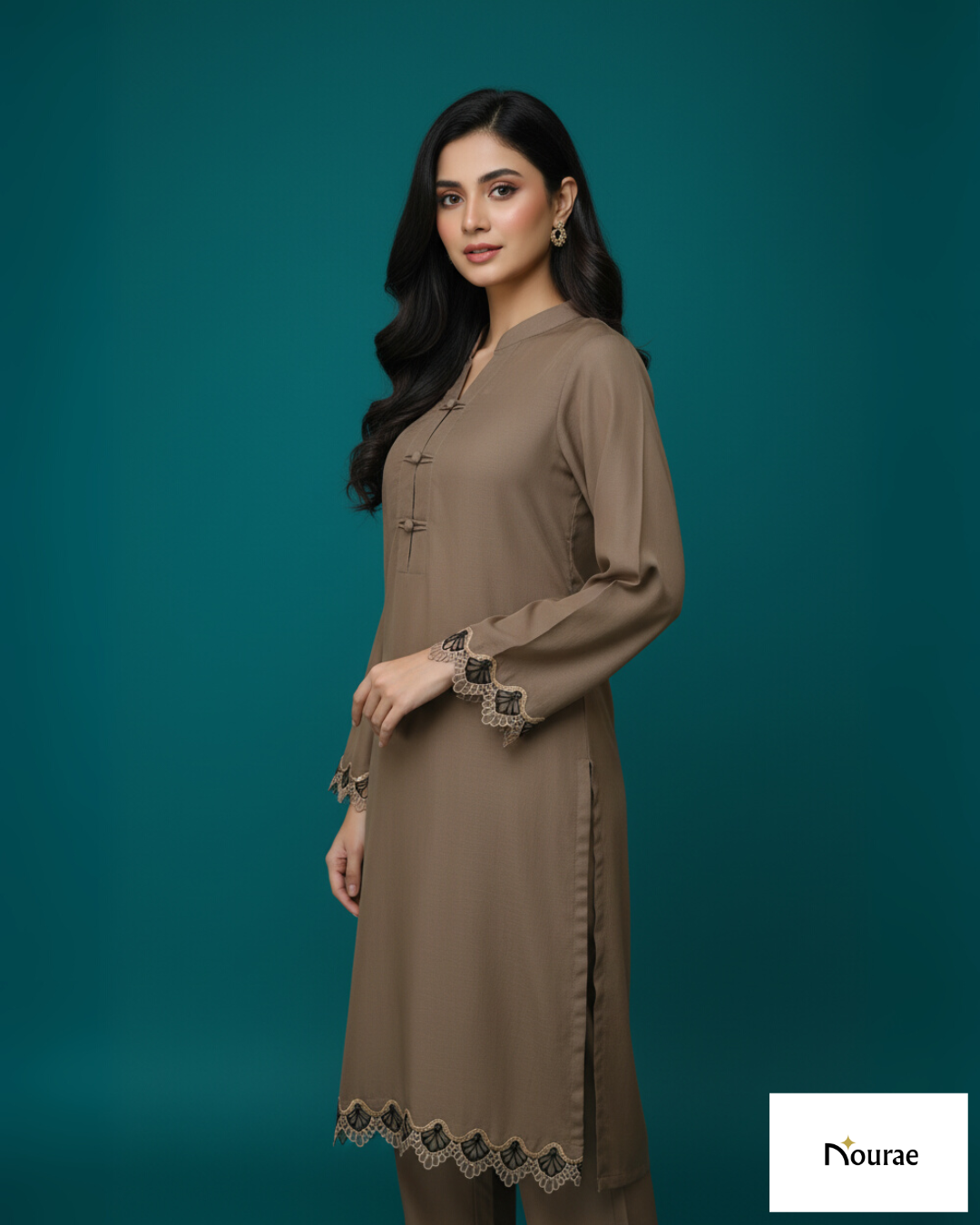 Brown Cotton Silk 2-Piece Set - Image 3